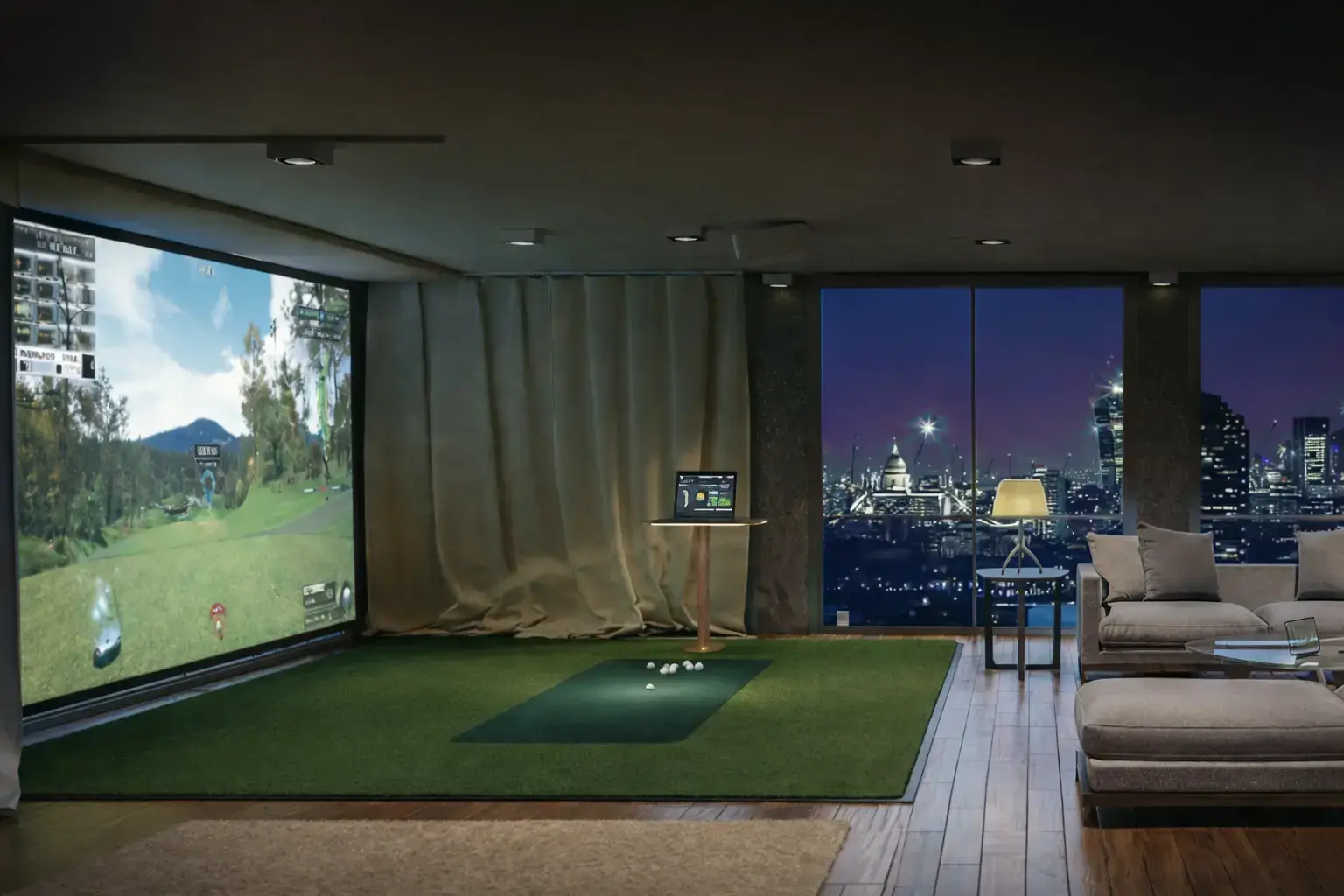 Premium indoor golf home system with KGOLF simulator for family entertainment and practice
