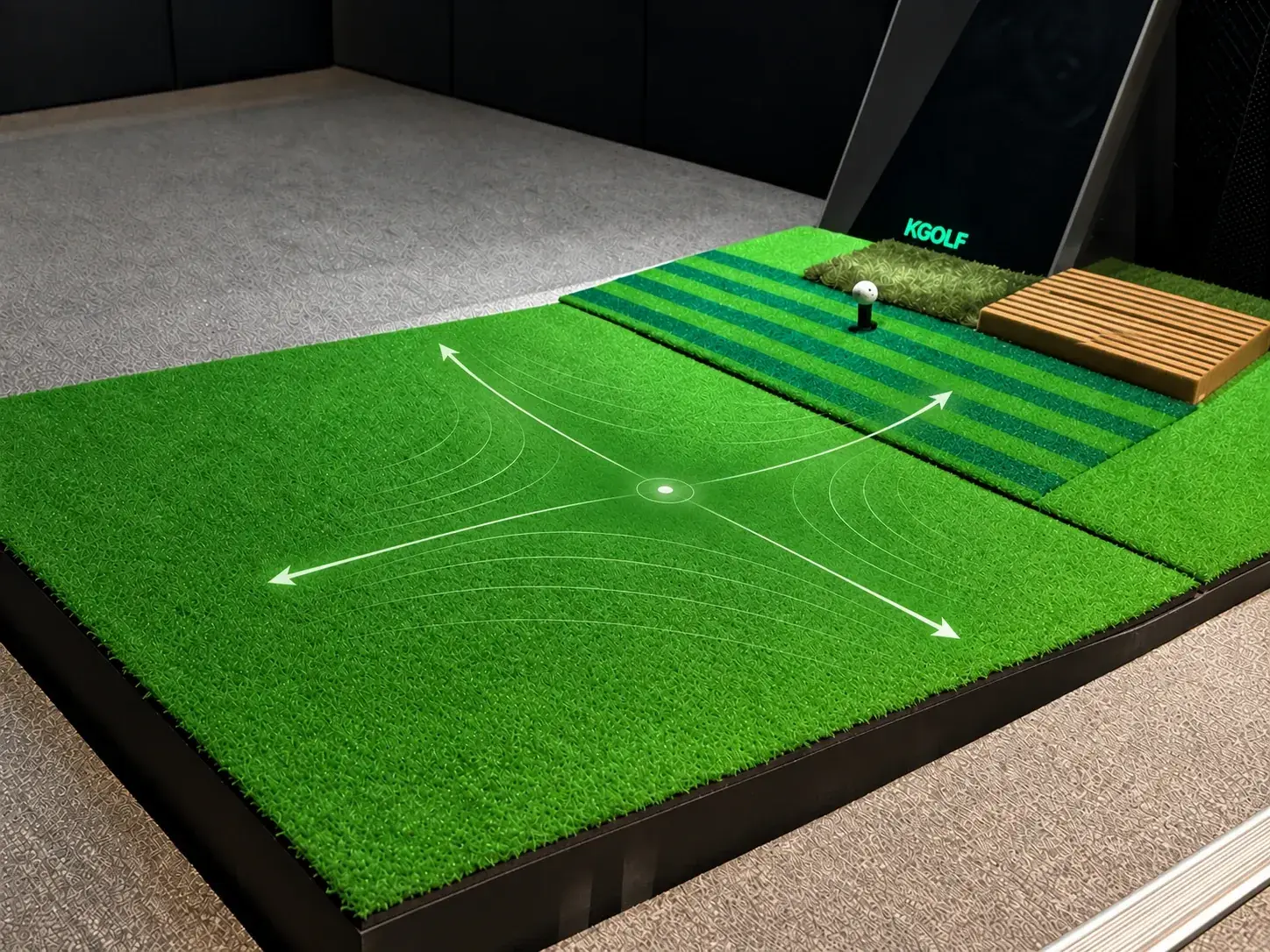 KGOLF 3D moving swing plate tilting in multiple directions to recreate golf course slopes
