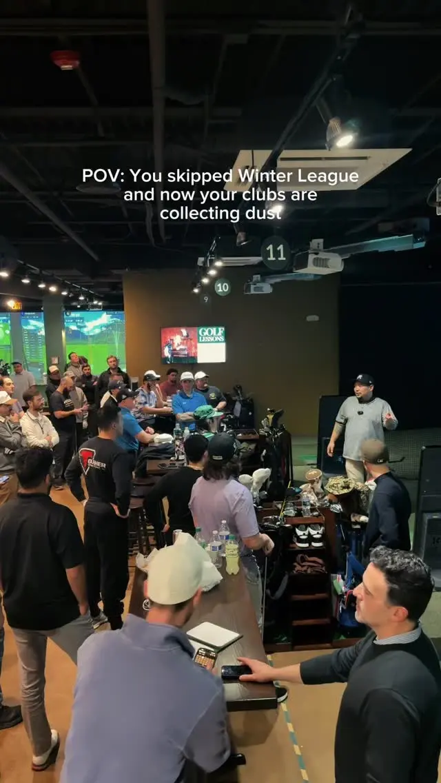 Group of friends enjoying a social golf match and digital scorecard on KGOLF simulator