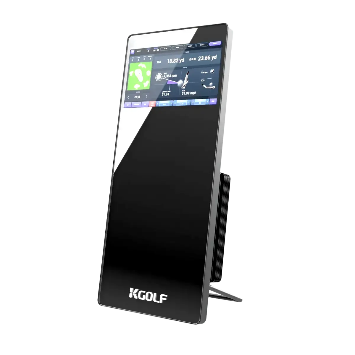 Professional indoor golf mirror kiosk for swing self-check and form analysis