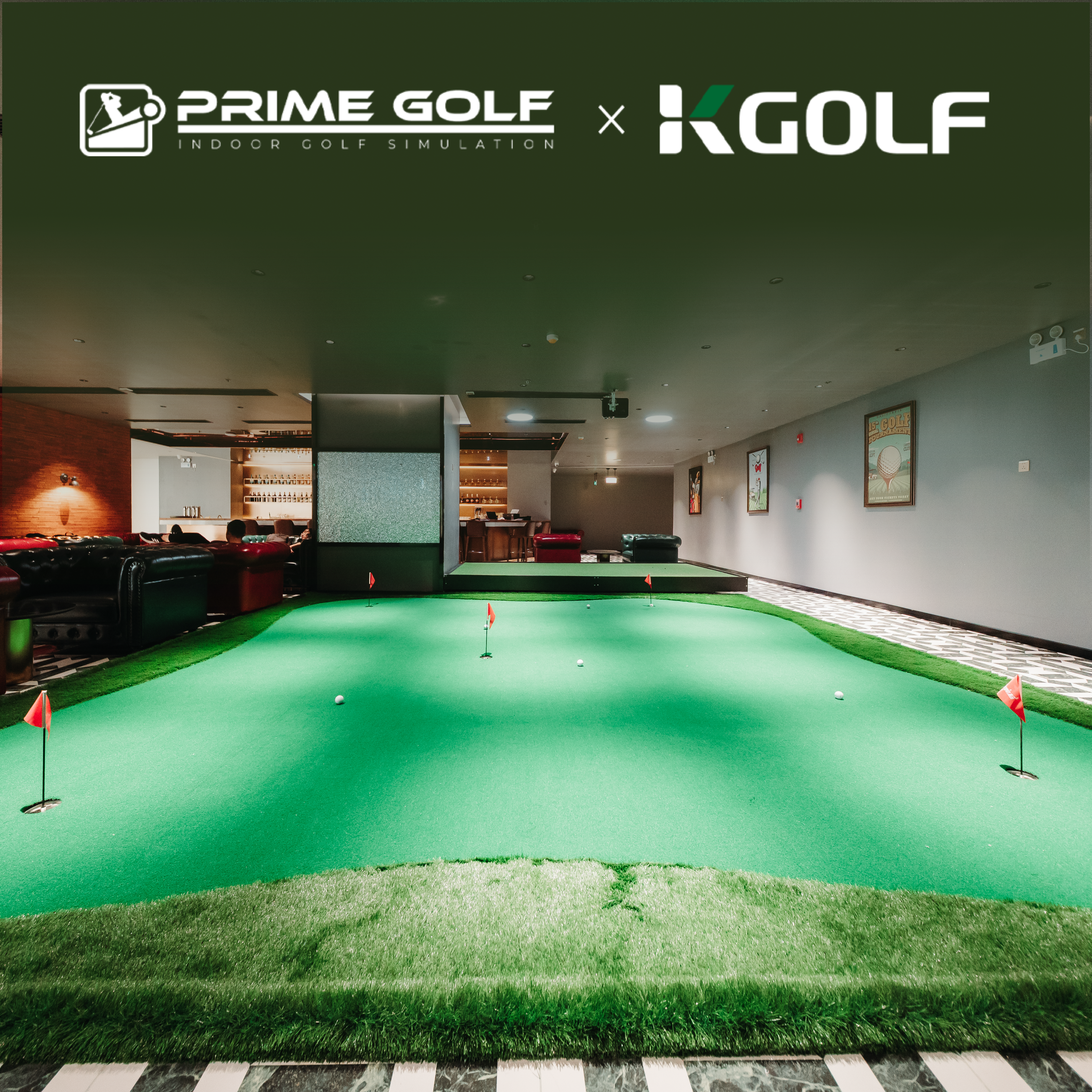 Indoor putting green at Prime Golf
