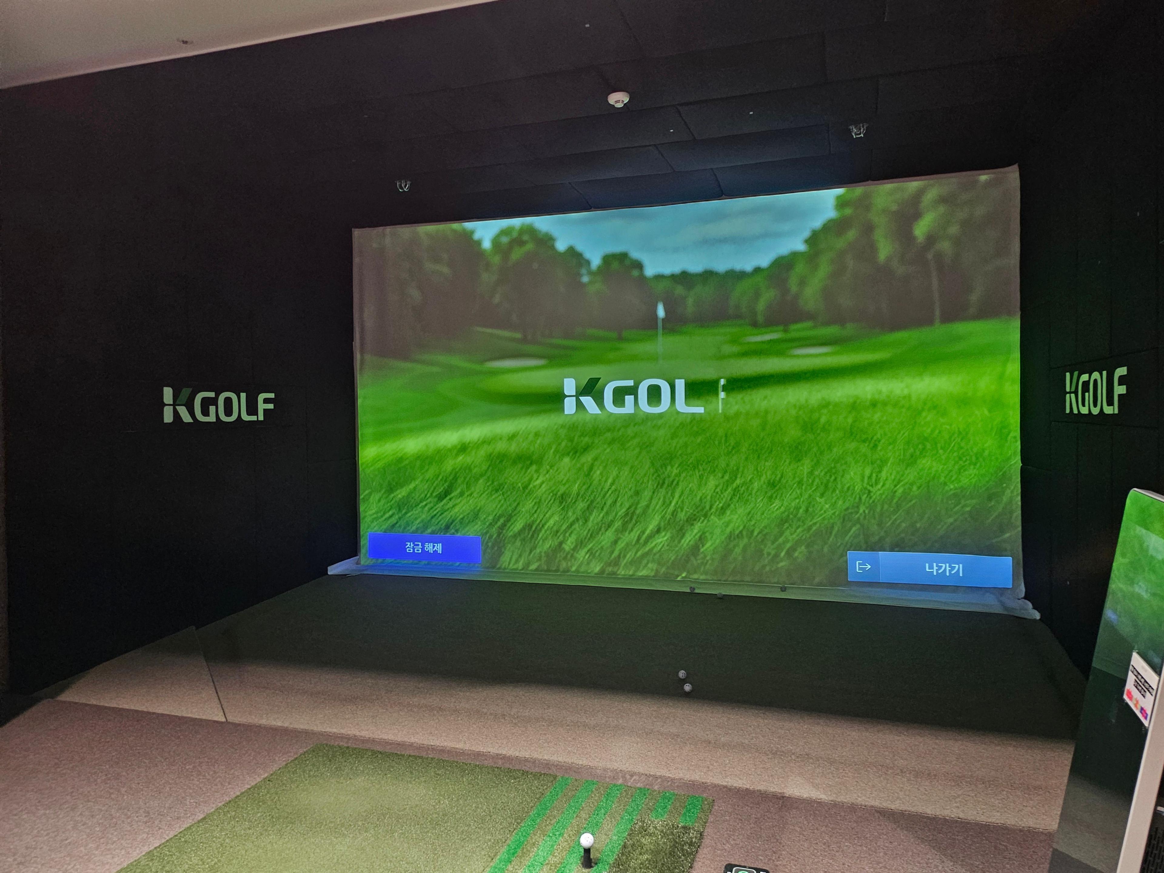 K-GOLF simulator system inside a private golf room at LHOUR Senior Town