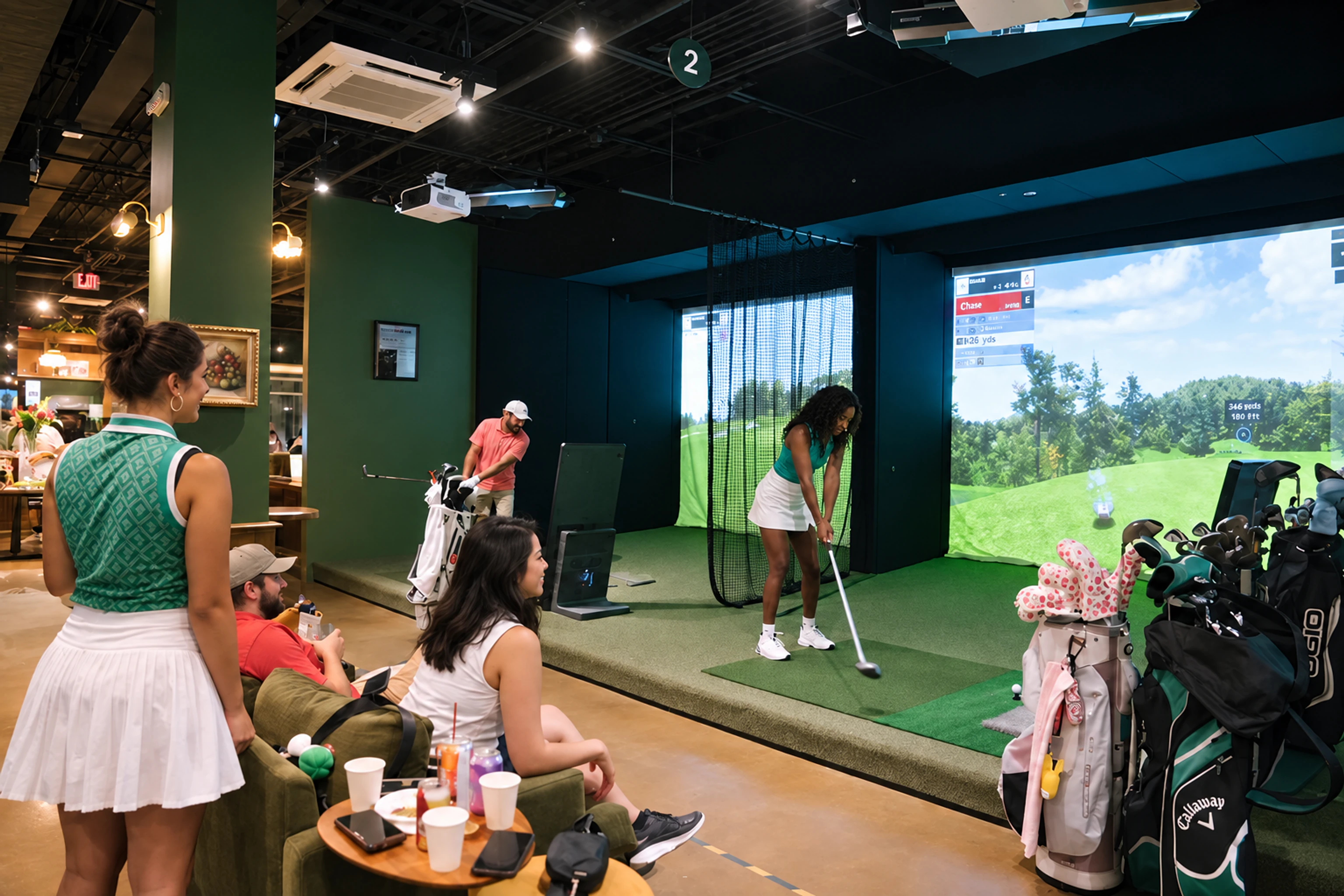 KGOLF25インドアゴルフラウンジのプレミアム顧客体験 KGOLF25インドアゴルフラウンジでスクリーンゴルフを楽しむお客様
